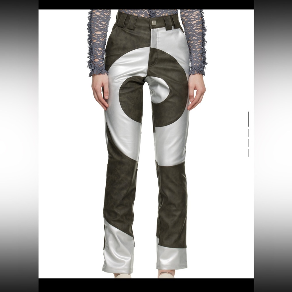 Stylish Women's Black and Silver Straight Leg Pants